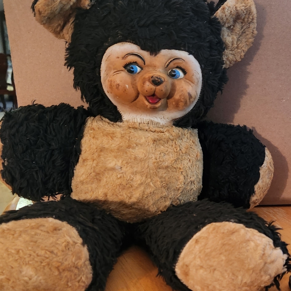 Vintage 1950 Rushton CHUBBY TUBBY BLACK TEDDY BEAR W/RUBBER FACE - Picture 2 of 11